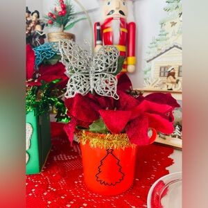 Festive Silver Butterfly Ornament